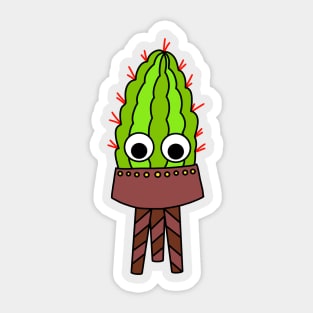 Cute Cactus Design #228: Curvy Cactus In Planter Sticker